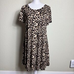 Popyoung‎ Women's Dress Animal Print Shift Size M Short Sleeves Stretch